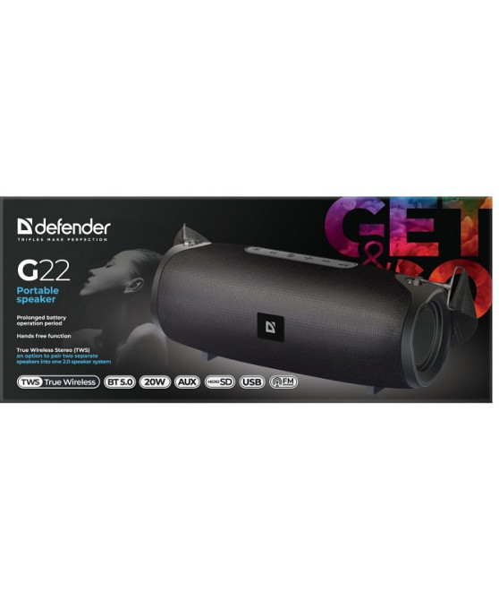 Акустична bluetooth колонка Defender (1.0) G22 20Вт TF USB AUX (Чорний) Вінниця - фото 6