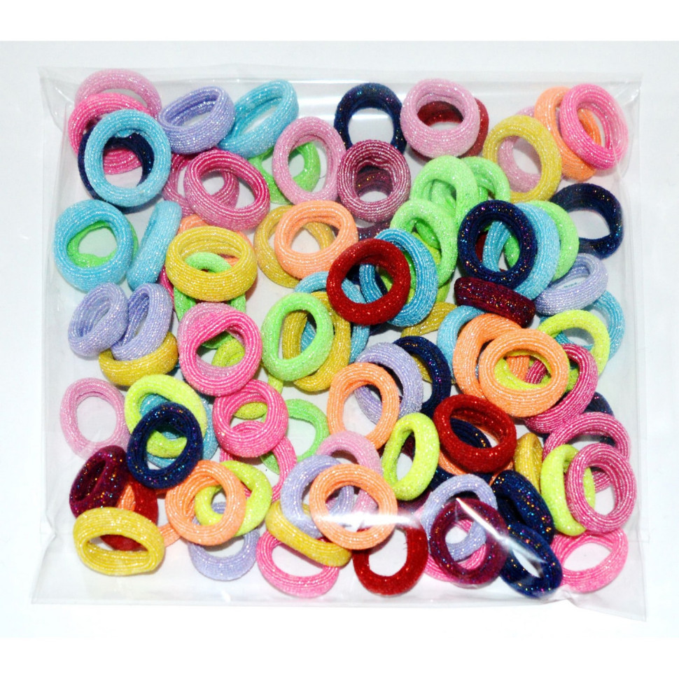 Набір резинок для волосся "Люрекс" 0307-970-1 різнокольорові, 100 штук Вінниця - фото 2