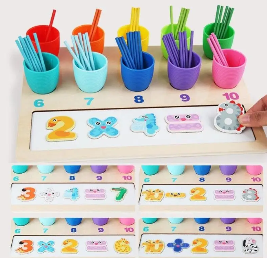 Математична гра WToys дерев'яні цифри стаканчики лічильні палички цифри маркер (C 60405) Чернигов - изображение 3