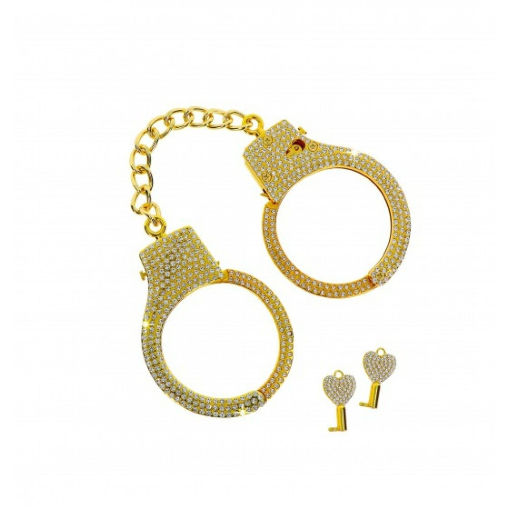 Наручники золоті Taboom Bondage in Luxury Diamond Wrist Cuffs прикрашені камінням Sex Aura Київ - фото 4