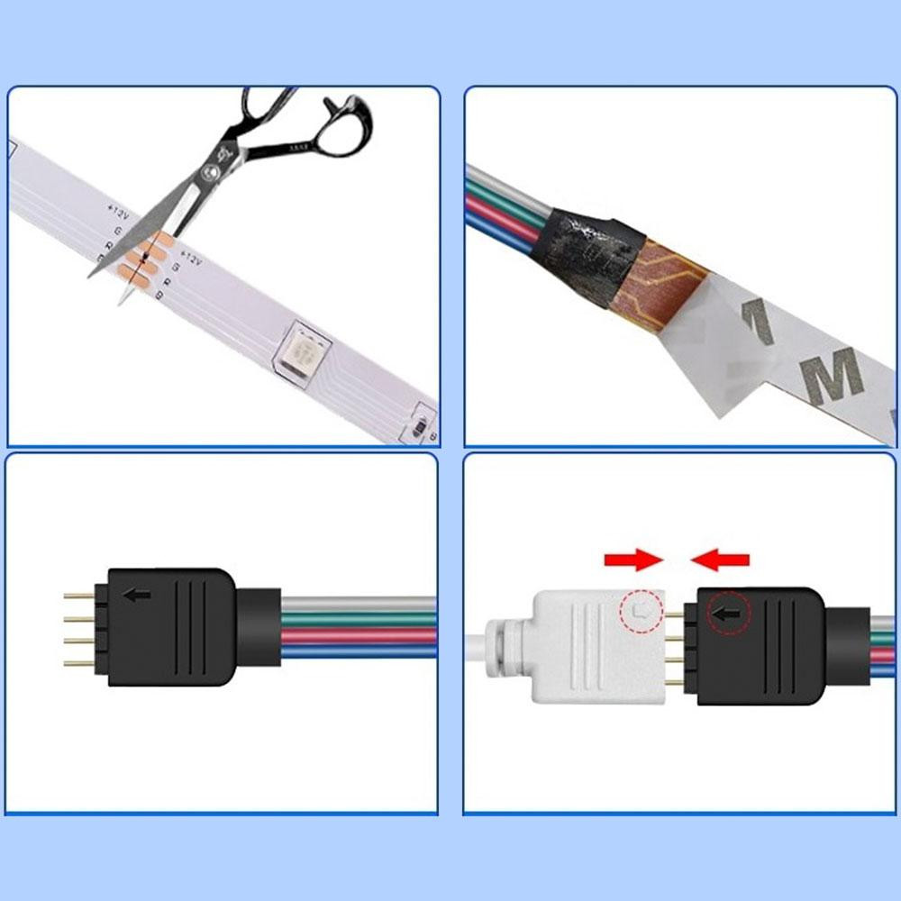 Світлодіодна стрічка RGB 5м 3528 + пульт + блок / Багатобарвна стрічка для підсвічування меблів / Гнучка лед стрічка Київ - фото 4