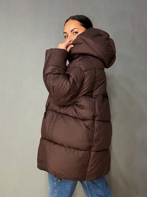 Куртка жіноча Lady Yep 10036 парка пуфер оверсайз з капюшоном коричнева, коричневий, 44 Київ - фото 4