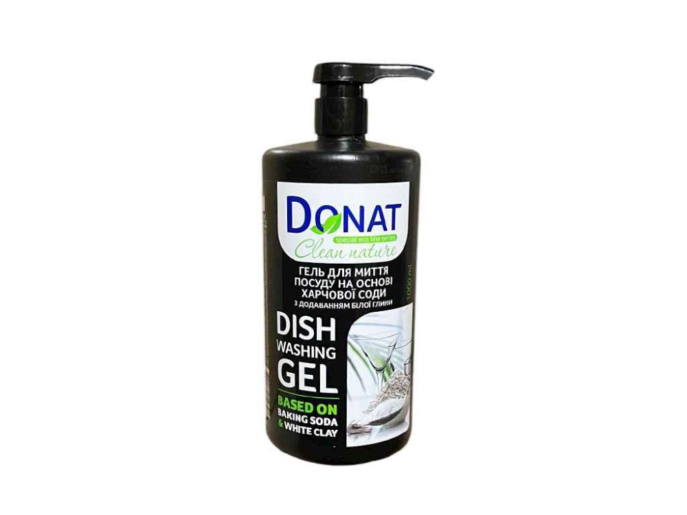 Гель для миття посуду 1л Харчова сода з Білою глиною (з дозатором) Clean Nature ТМ DONAT Київ - фото 1