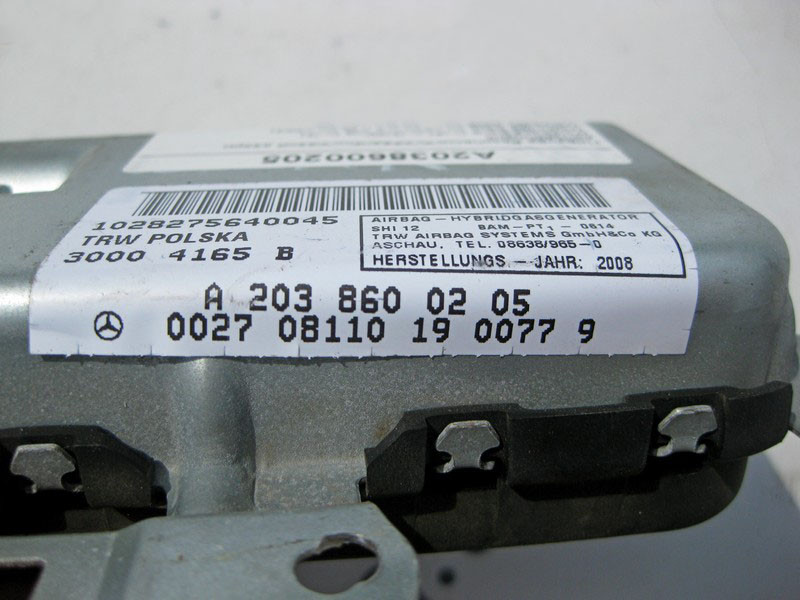 Mercedes-Benz  A2038600205 Подушка безпеки задніх правих дверей CLS C219 C-Class W203 CLC C203 CLK C209 E-Class W211 Одеса - фото 3
