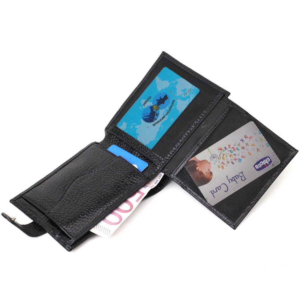 Стильный мужской кошелек горизонтального формата из натуральной кожи Tony Bellucci 22015 Черный Киев - изображение 7