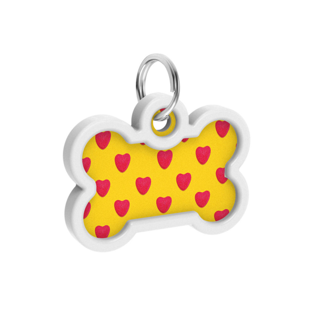 Адресник для собак і котів металевий WAUDOG Smart ID з QR паспортом, малюнок "Серця", кістка, Д 40 мм, Ш 28 мм Київ - фото 4