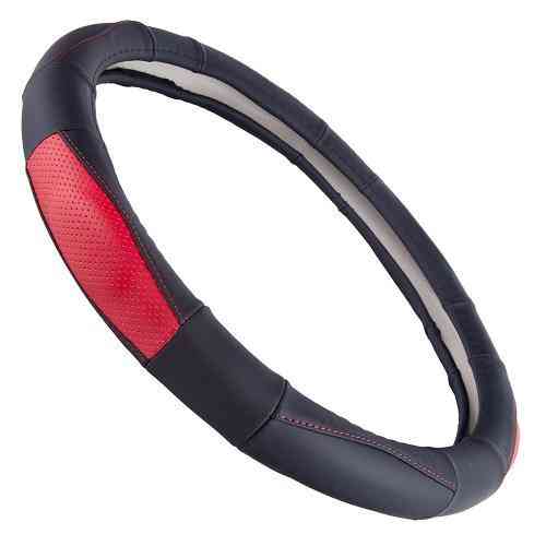 Чохол на кермо VLOD-L285 M чорний-червоний, перфорована шкіра, БО Харків