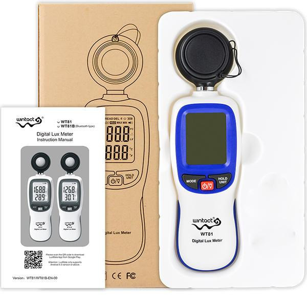 Цифровий люксметр (вимірювач освітленості + термометр) Bluetooth 200000 Lux WINTACT WT81B Одеса - фото 6