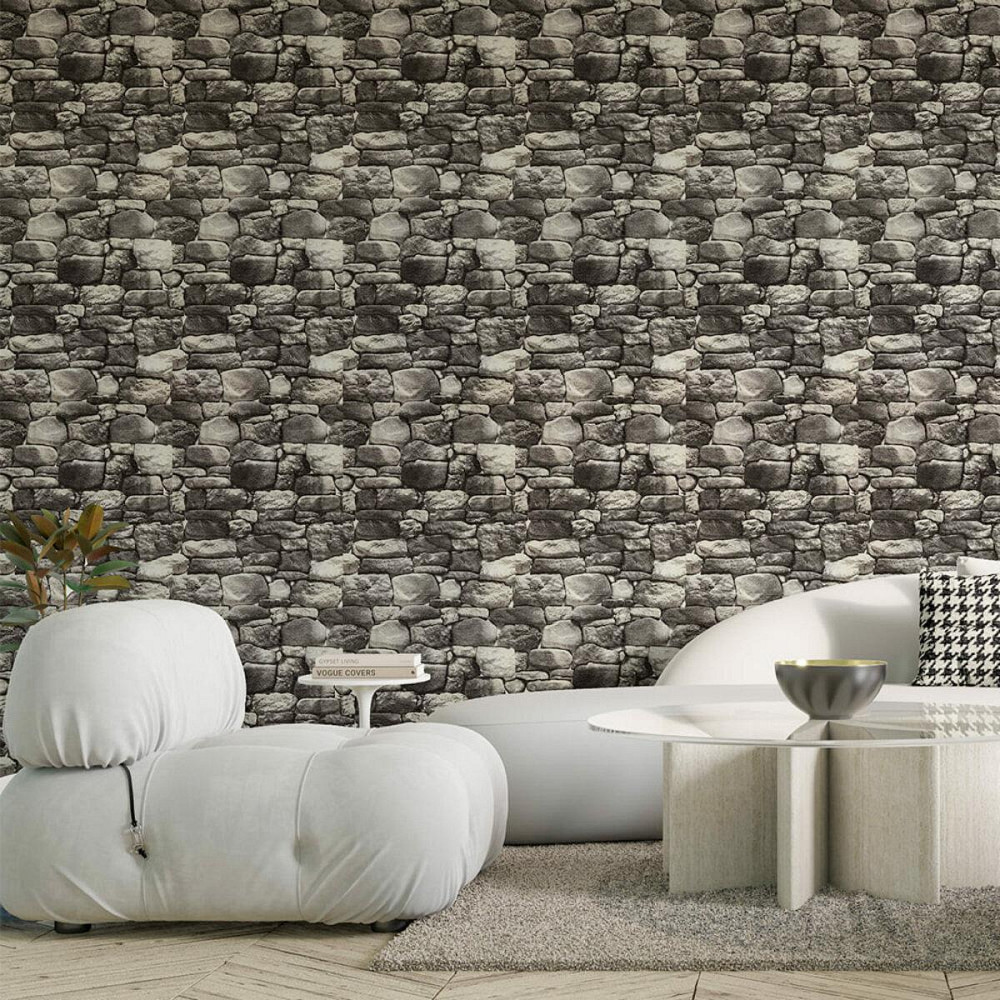 Сірі самоклеючі шпалери під цеглу Київ - фото 7