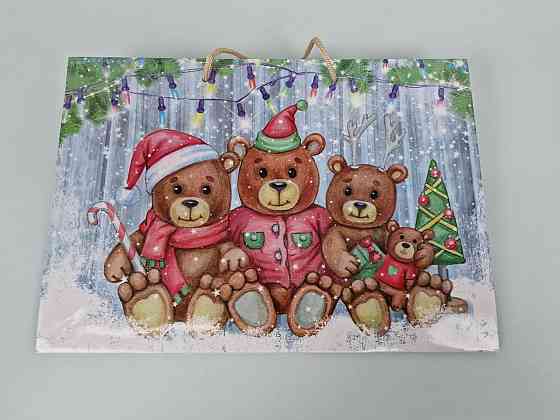 Паперові пакети великий горизонтальний 36/22/10 новорічний-16 (12 шт.) Харків