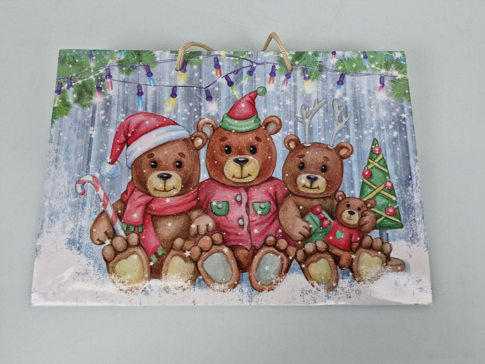 Бумажные пакеты большой горизонтальный 36/22/10  новоголний-16 (12 шт) Харьков - изображение 2