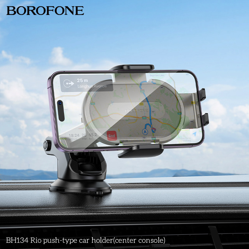 Автотримач для телефона BOROFONE BH134 Rio push-type car holder (center console) Black Одеса - фото 7