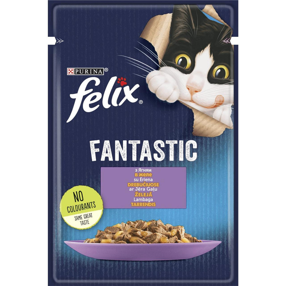 Влажный корм Феликс Felix Fantastic консервы для кошек с ягненком в желе 85 г, Purina Винница - изображение 1