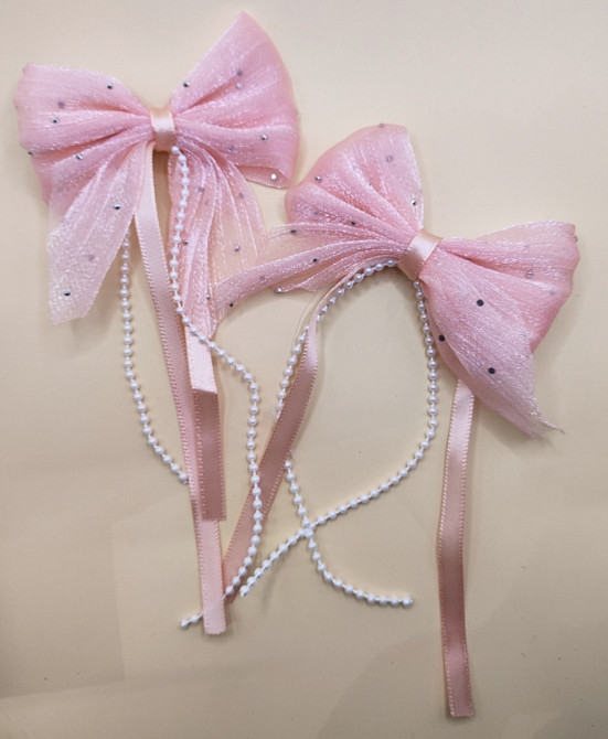 Комплект заколок "Бантики зі стрічками" 2 шт Сміла - фото 1