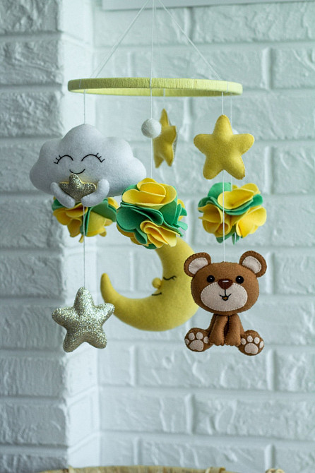 Дитячий музичний мобіль на ліжечко для немовлят WooolyWool «Ведмежатко» з 35 мелодіями Київ - фото 4
