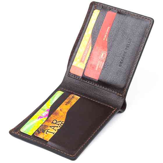 Стильне портмоне в гладкій шкірі GRANDE PELLE 11312 Коричневе Київ