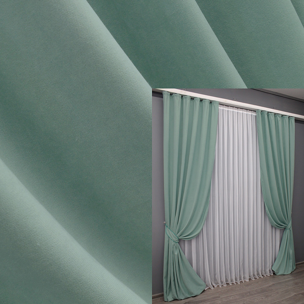 Комплект готових штор VR-Textil Мікровелюр Petek № 1508ш М'ятний 150х270 см 2 шт (33-0870) Київ - фото 1