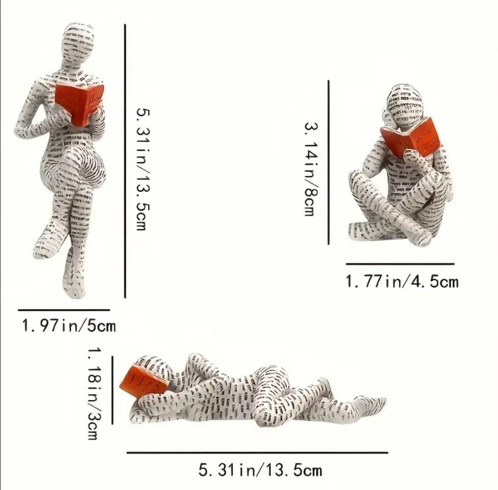 Набір декоративних фігурок з смоли «Читачі» – сучасний арт-декор, 3 шт Київ - фото 4