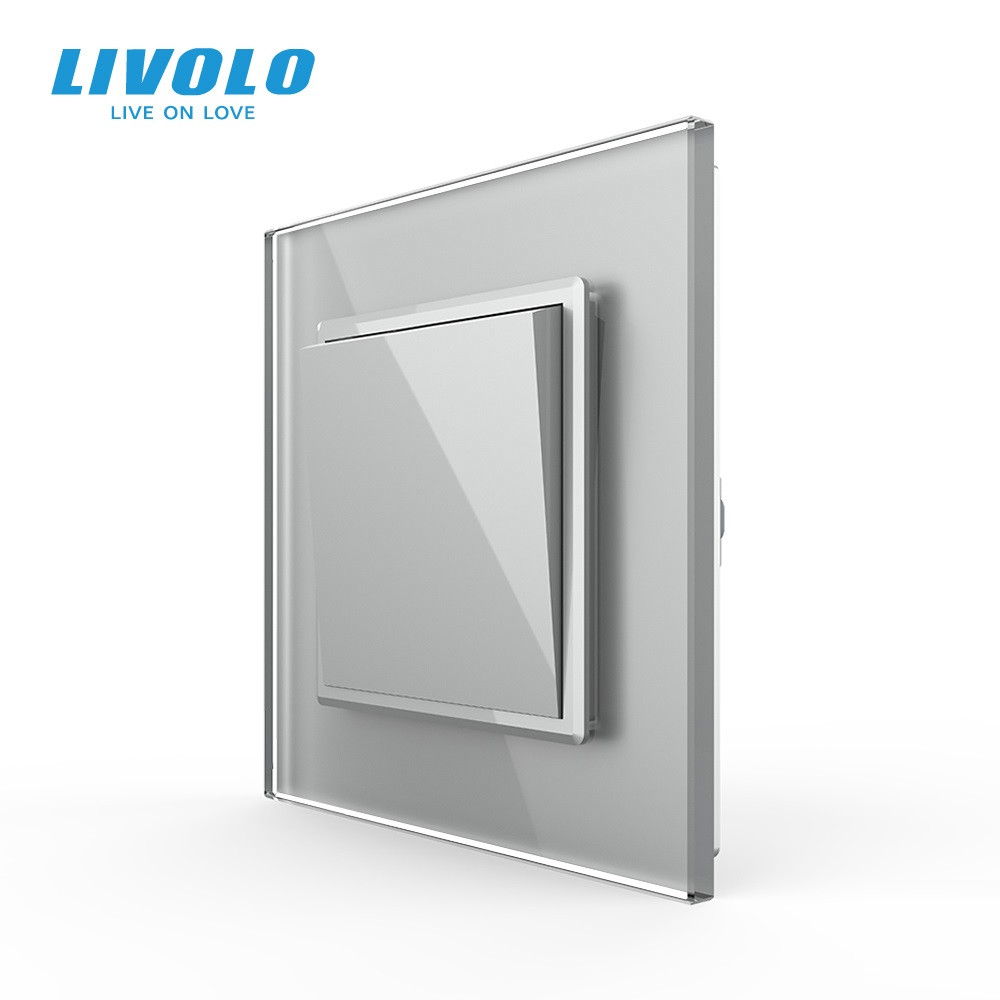 LIVOLO Вимикач універсальний 1-клавішний Livolo сірий скло 250В 10А (VL-С7FCMKS-2IP) Коломыя - изображение 1