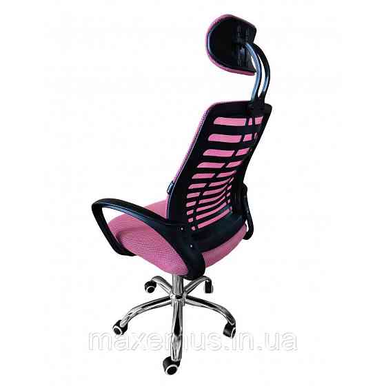 Кресло офисное B-6-2-00 розовое компьютерное эргономичное кресло для дома и офиса с подголовником Мостиска