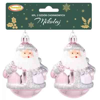 Ялинкова іграшка Chomik Санта, 2 шт, 8 см рожевий (5900779839229) Вінниця