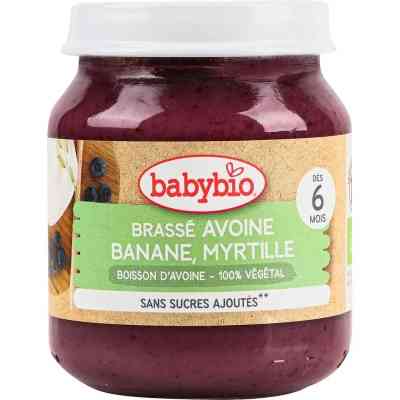 Дитяче пюре BabyBio Органічне на основі вівсяного молока з бананом та чорницею 130 г (51098) Вінниця