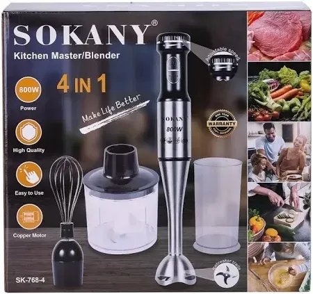 Блендер 4 в 1 SK-768-4, 800 Вт, ручной блендер, измельчитель, венчик, многофункциональный Одесса - изображение 1