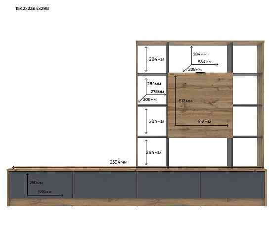 Стенка в гостиную Doros Капри Дуб Эвок/Графит 240х33х153 (DRS-011980) Львов