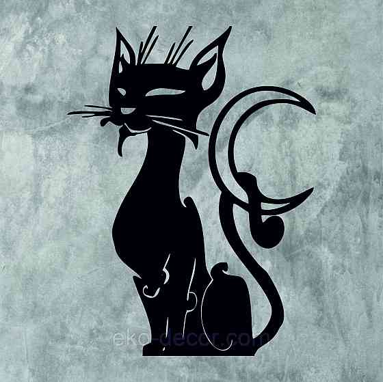 Декоративное настенное 3D Панно «Кот» Декор на стену с объемом 90*67 см, Черный Киев