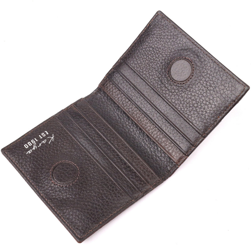 Красивая визитница из натуральной фактурной кожи KARYA 20994 Коричневый Киев - изображение 4