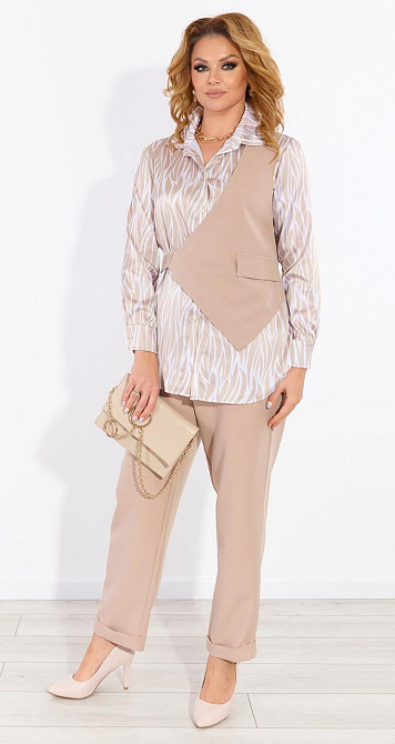 Брючный костюм с шелковой рубашкой (48) Киев - изображение 2