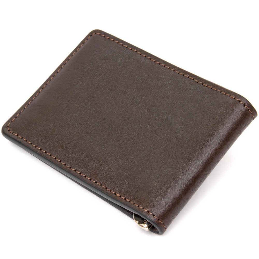 Мужской кожаный зажим для денег GRANDE PELLE 11478 Коричневый Киев - изображение 9
