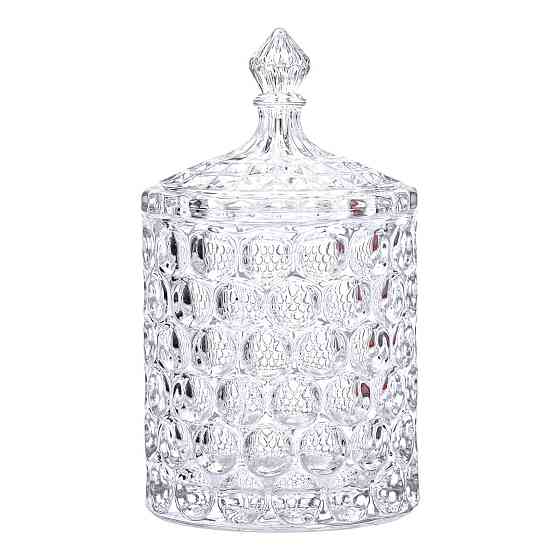 Стеклянная конфетница с крышкой, 7.5 см, круглая Киев