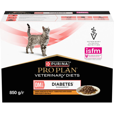 Вологий корм для кішок Purina Pro Plan Veterinary Diets DM ST/OX Diabetes Management З куркою 10 x 85 г (8445290093493) Вінниця - фото 9