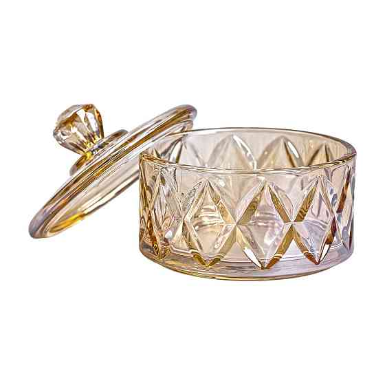 Yiwu Цукерниця з кришкою Ø 10 см скляна коричнева HP-YH-21 Київ