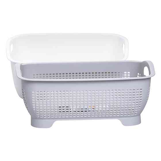 Yiwu Кошик-друшлак 2 в 1 для миття овочів, фруктів і зелені 29,5×21×11 (см) Сірий HP-45-6G Киев