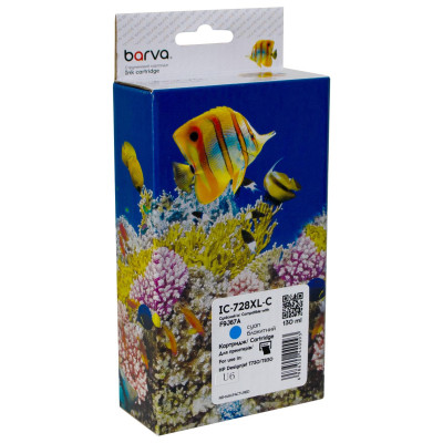 Картридж Barva HP 728 (F9K17A) версія U1-U10, 300 мл, cyan (IC-728XL-C) Винница - изображение 1
