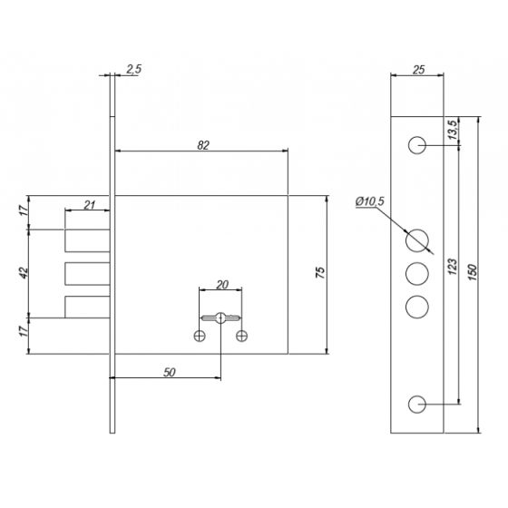 Замок врізний сувальдний Avers 96/S6-CR (w/o DP) (UA) Харків