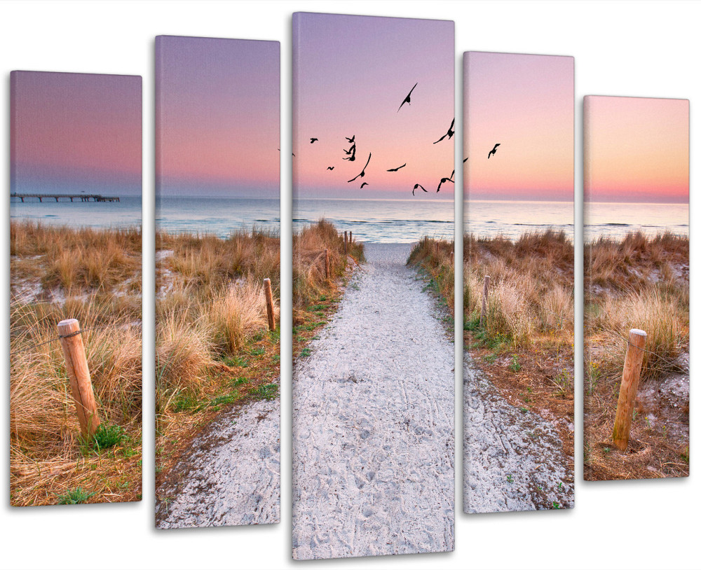 Модульна картина у вітальню/спальню Захід з чайками на березі океану   LM016_5 90х132 см Київ - фото 1