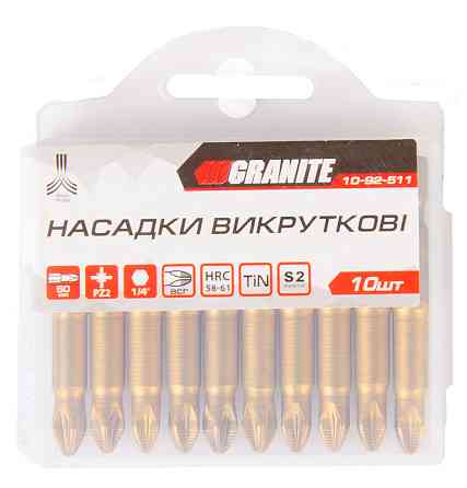 GRANITE Насадка викруткова GRANITE PZ2 50 мм ¼" S2/TITAN набір 10 шт 10-92-511 Коломыя