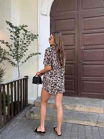 Женский легкий принтованный костюм двойка: рубашка и шорты турецкая креп-жатка Одесса