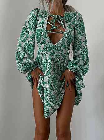 Жіноче стильне повсякденне літнє плаття софт принт Зелений, 42/44 Одеса