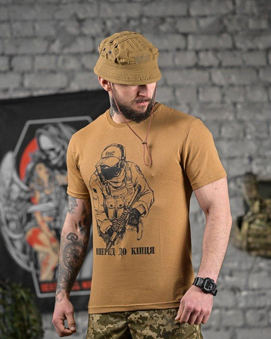 Хлопкова мілітарі футболка тактика кайот ДЛ6350 Одеса - фото 6