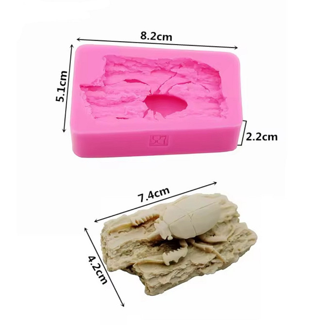 Молд силиконовый Жук 82 на 51 мм розовый Киев - изображение 2