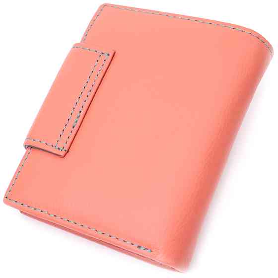 Гаманець з натуральної шкіри для жінок з цікавою монетницею ST Leather 19447 Помаранчевий Київ