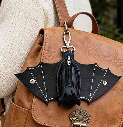 Кошелек для монет в форме летучей мыши с карабином PU кожа, чехол для мелочей на молнии Киев