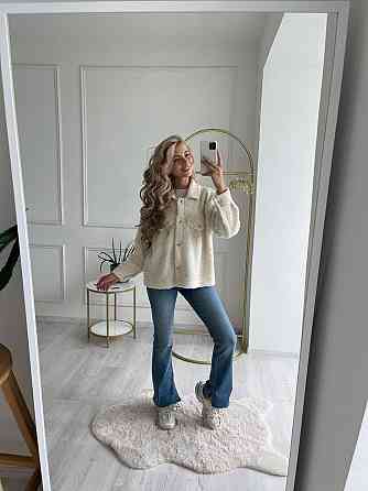 Женская укороченная куртка-рубашка из мягкой овчины Тедди Одесса