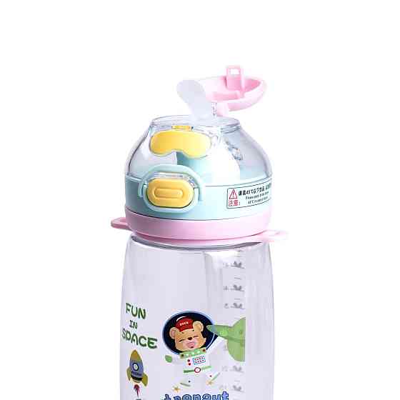 Yiwu Пляшка для води дитяча 550 мл з ремінцем і трубочкою для спорту та школи 20 см Зелена HP-1 Киев