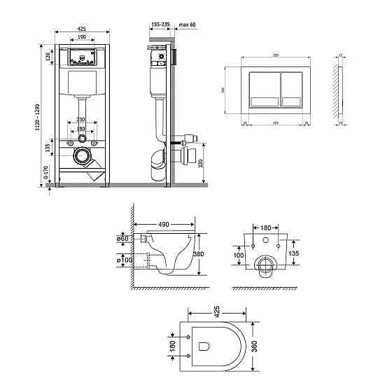 Готове рішення Qtap для ванної кімнати: підвісний унітаз Taurus Ultra Quiet 485×360×350 + комплект інсталяції Nest 4 в 1 Київ