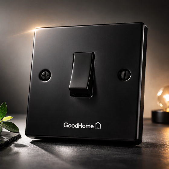 Панельний вимикач світла GoodHome чорний – стильний настінний перемикач преміум якості, сучасний дизайн для дому та офісу Київ